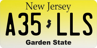 NJ license plate A35LLS