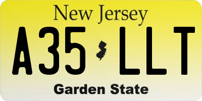 NJ license plate A35LLT