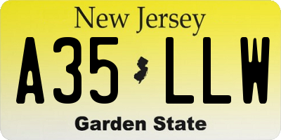 NJ license plate A35LLW