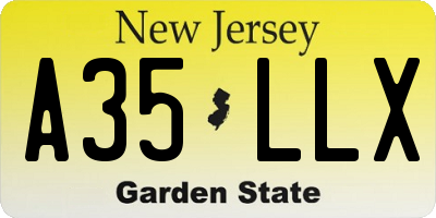 NJ license plate A35LLX