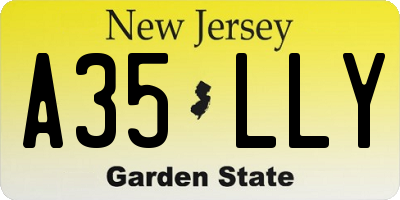 NJ license plate A35LLY