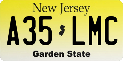 NJ license plate A35LMC