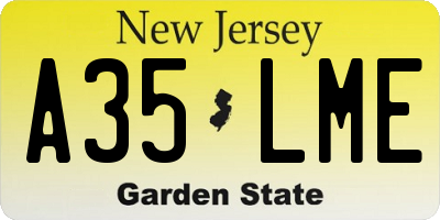 NJ license plate A35LME