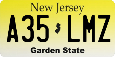 NJ license plate A35LMZ