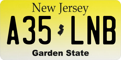 NJ license plate A35LNB