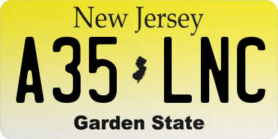 NJ license plate A35LNC