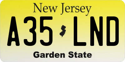 NJ license plate A35LND