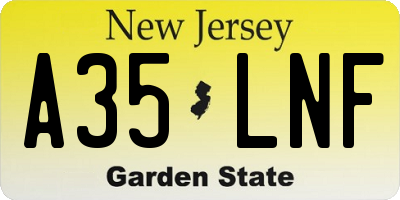 NJ license plate A35LNF