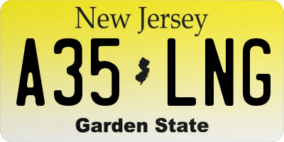 NJ license plate A35LNG