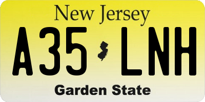 NJ license plate A35LNH