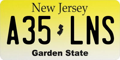 NJ license plate A35LNS