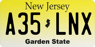 NJ license plate A35LNX