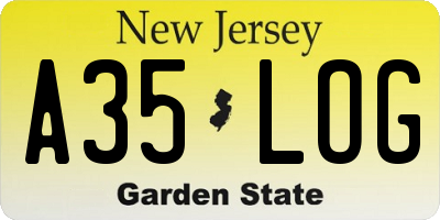 NJ license plate A35LOG