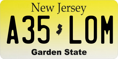 NJ license plate A35LOM