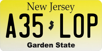 NJ license plate A35LOP