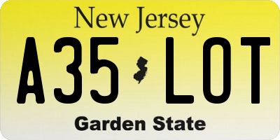 NJ license plate A35LOT