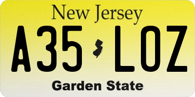 NJ license plate A35LOZ
