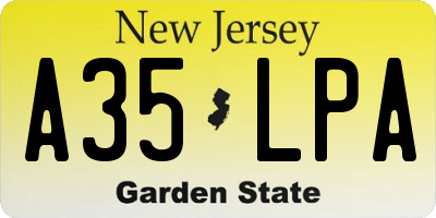 NJ license plate A35LPA