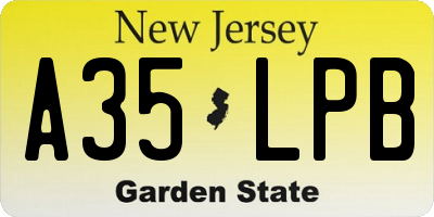NJ license plate A35LPB