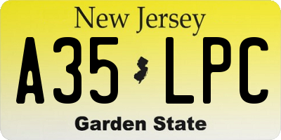 NJ license plate A35LPC