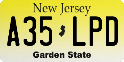 NJ license plate A35LPD
