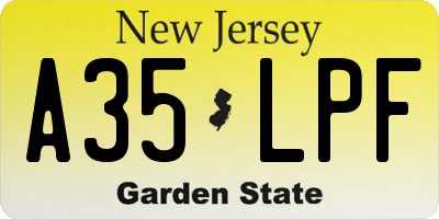 NJ license plate A35LPF