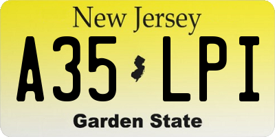 NJ license plate A35LPI