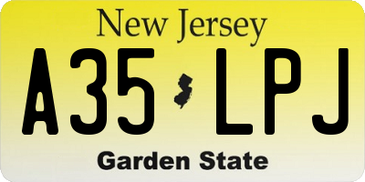 NJ license plate A35LPJ