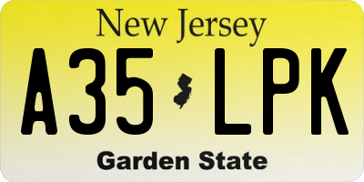 NJ license plate A35LPK