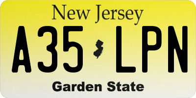 NJ license plate A35LPN