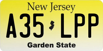 NJ license plate A35LPP