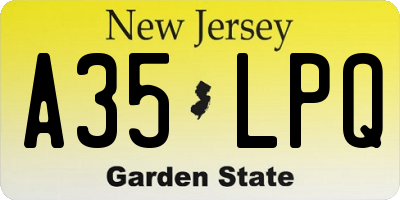 NJ license plate A35LPQ