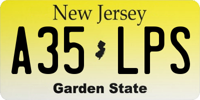 NJ license plate A35LPS