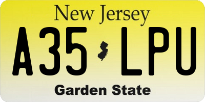 NJ license plate A35LPU