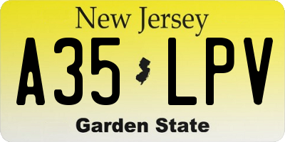 NJ license plate A35LPV