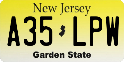 NJ license plate A35LPW