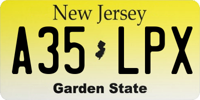 NJ license plate A35LPX