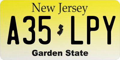 NJ license plate A35LPY