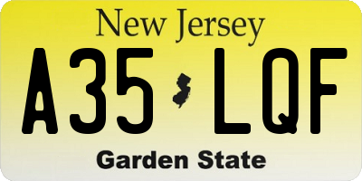 NJ license plate A35LQF