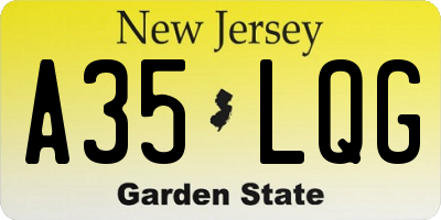 NJ license plate A35LQG