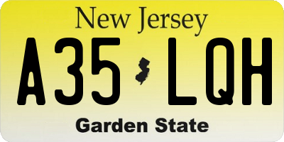 NJ license plate A35LQH