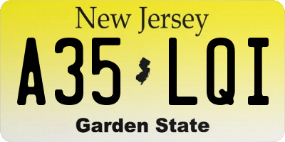 NJ license plate A35LQI