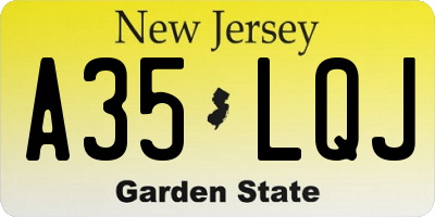 NJ license plate A35LQJ