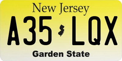 NJ license plate A35LQX