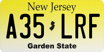 NJ license plate A35LRF