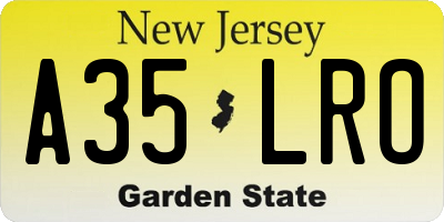 NJ license plate A35LRO