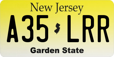 NJ license plate A35LRR