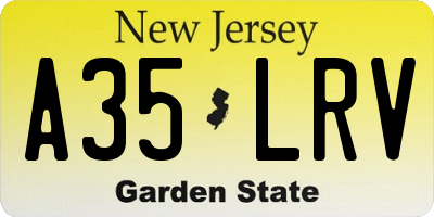 NJ license plate A35LRV