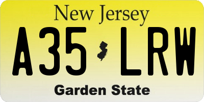 NJ license plate A35LRW