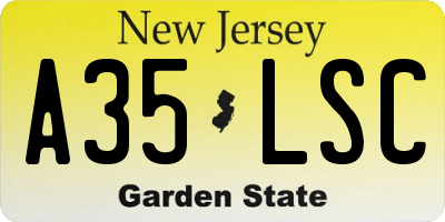 NJ license plate A35LSC